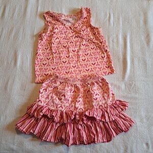 Hanna Andersson girls size 90 or 3T 2 piece tank top and skirt,